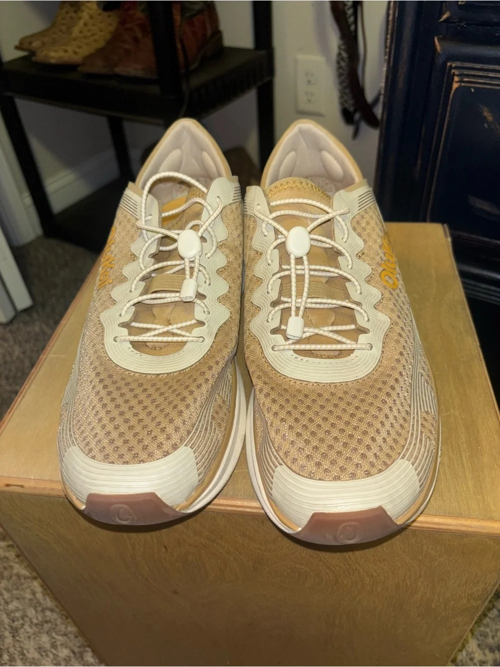 OluKai Men's Tan and Cream Lightweight Boat Shoe Sneaker